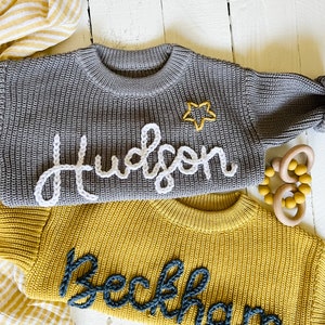 Personalized Hand Embroidered Baby and Toddler Name Sweaters // Baby ...