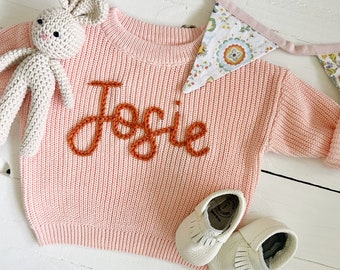 Personalized Hand Embroidered Baby and Toddler Sweaters // Baby Name Sweaters // Personalized Baby Gift