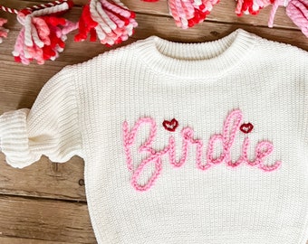 Personalized Hand Embroidered Valentine's Day Baby and Toddler Sweaters
