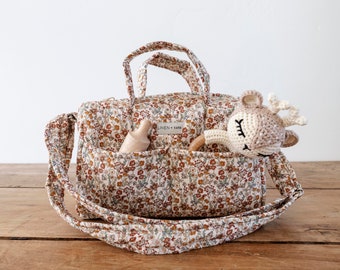 Ditsy Floral Baby Doll Diaper Bag | Minikane Paola Reina Doll Bed | Kids Pretend Baby Doll Diaper Bag | Boutique High End Doll