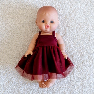 Baby Doll Crimson Tutu Dress |  Baby Doll Tulle Dress | Minikane Doll Clothing | Boutique High End Doll