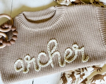 Personalized Hand Embroidered Baby Boy and Toddler Boy Sweaters // Baby Name Sweaters // Personalized Baby Gift