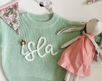 Personalized Hand Embroidered Baby and Toddler Sweaters // Baby Name Sweaters // Personalized Baby Gift