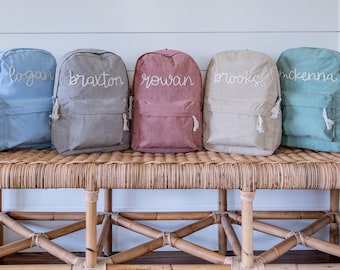 Personalized Hand Embroidered Corduroy Backpack