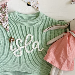 Personalized Hand Embroidered Baby and Toddler Sweaters image 5