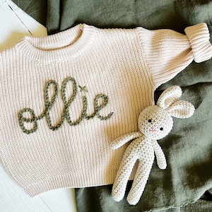 Personalized Hand Embroidered Baby Boy and Toddler Boy Sweaters // Baby Name Sweaters // Personalized Baby Gift
