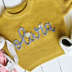 Personalized Hand Embroidered Baby and Toddler Sweaters image 4