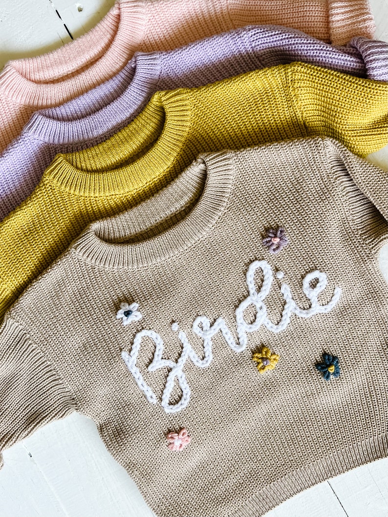 Personalized Hand Embroidered Baby and Toddler Sweaters - Etsy