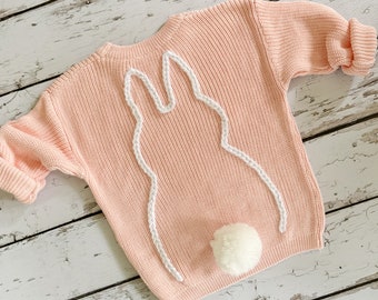 Hand Embroidered Easter Bunny Baby and Toddler Sweaters