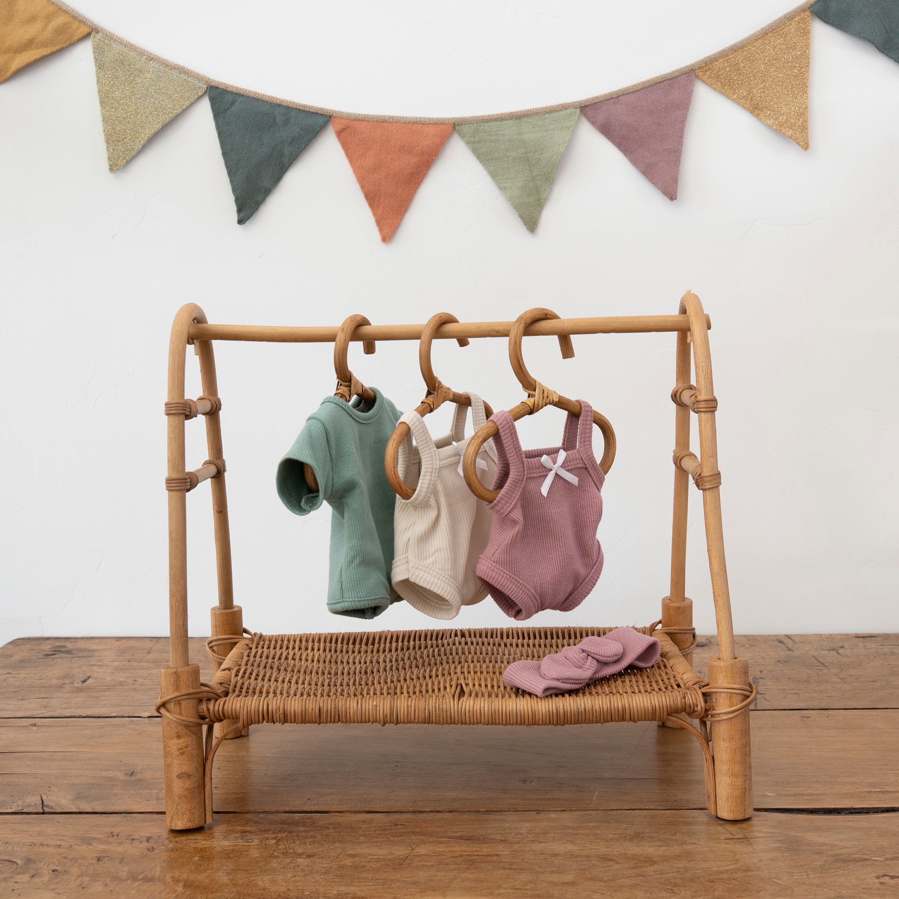 Small Rattan Kids Clothing Hangers 