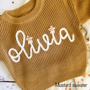 Personalized Hand Embroidered Baby and Toddler Sweaters image 4