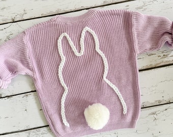 Hand Embroidered Easter Bunny Baby and Toddler Sweaters