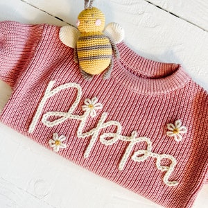 Personalized Hand Embroidered Baby and Toddler Sweaters image 1