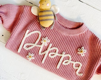 Personalized Hand Embroidered Baby and Toddler Sweaters