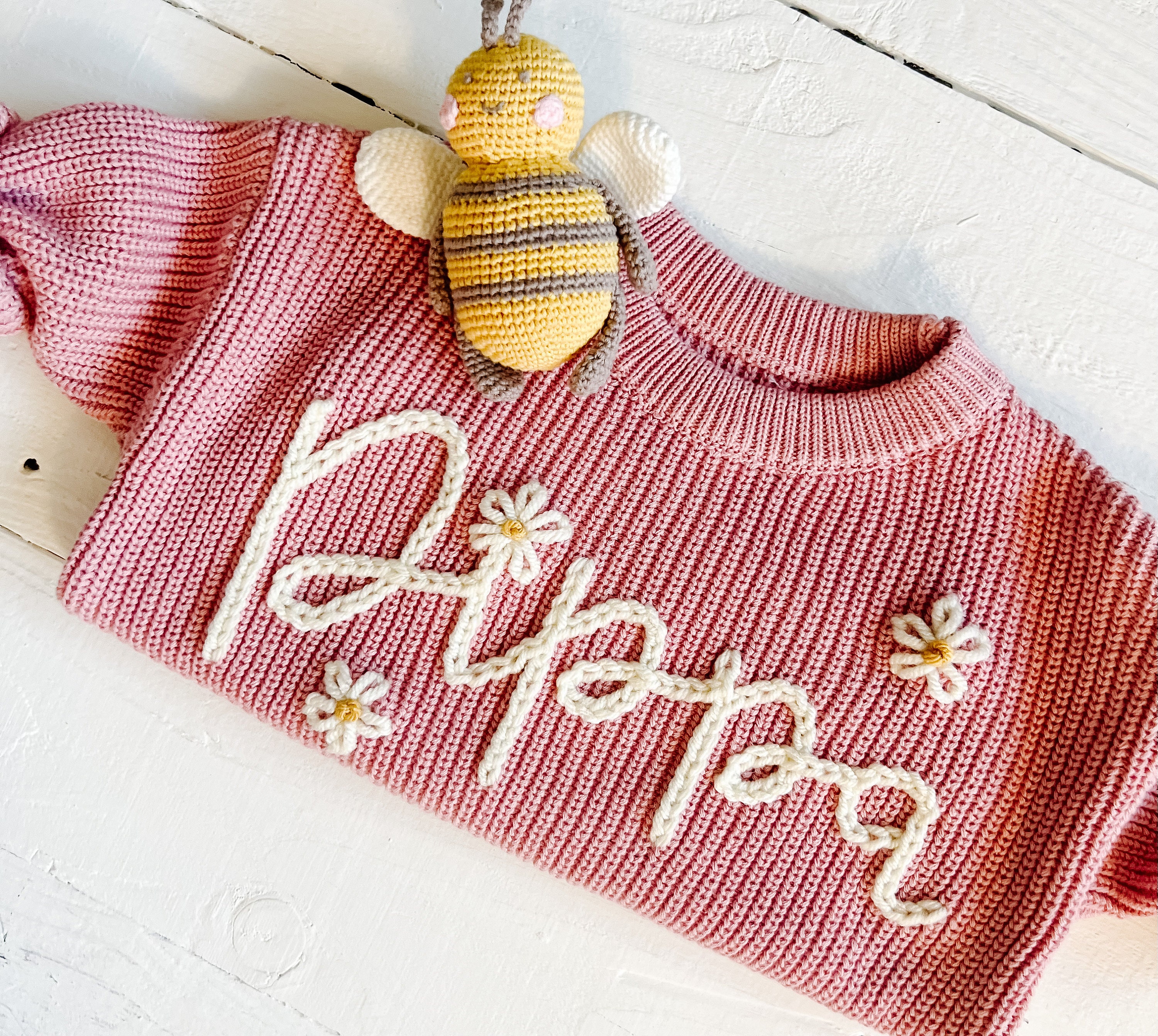 Personalized Hand Embroidered Baby and Toddler Sweaters 