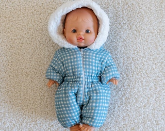 Minikane Baby Doll Blue Gingham Winter Snow Outfit | Winter Baby Doll | Minikane Doll Clothing | Boutique High End Doll