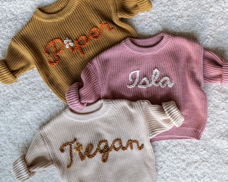Personalized Hand Embroidered Baby and Toddler Sweaters Etsy