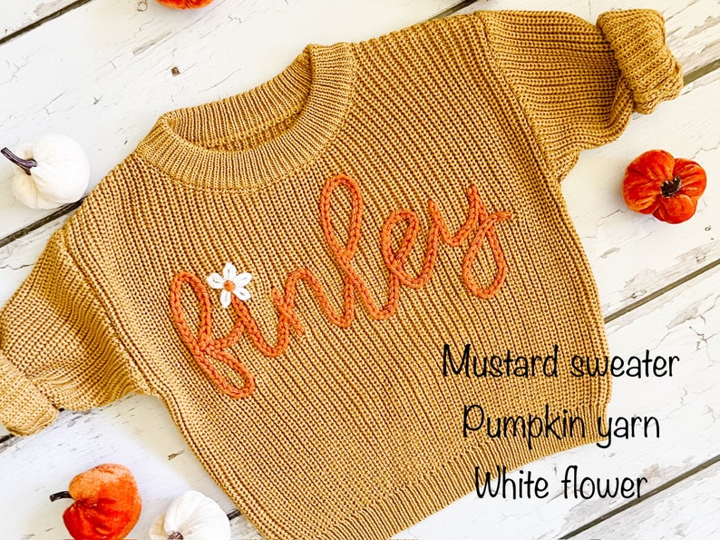 Personalized Hand Embroidered Baby and Toddler Sweaters image 6