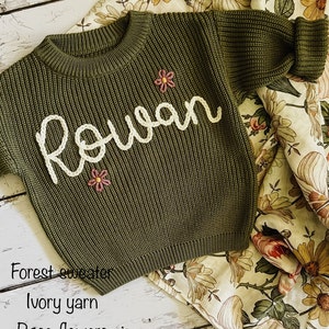 Personalized Hand Embroidered Baby and Toddler Sweaters image 3