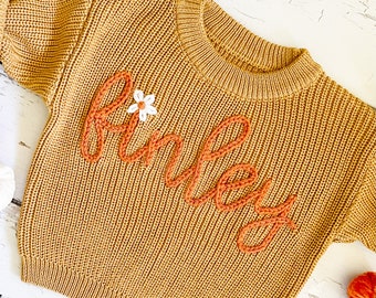 Personalized Fall Winter Hand Embroidered Baby and Toddler Sweaters