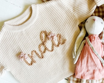 Personalized Hand Embroidered Baby and Toddler Sweaters // Baby Name Sweaters // Personalized Baby Gift