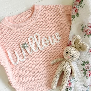 Personalized Hand Embroidered Baby and Toddler Sweaters image 7