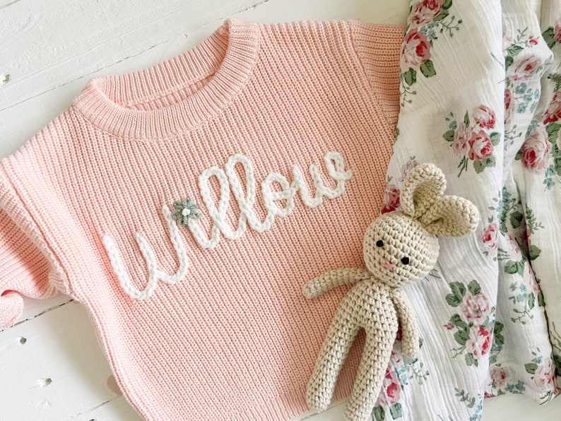 Personalized Hand Embroidered Baby and Toddler Sweaters image 7