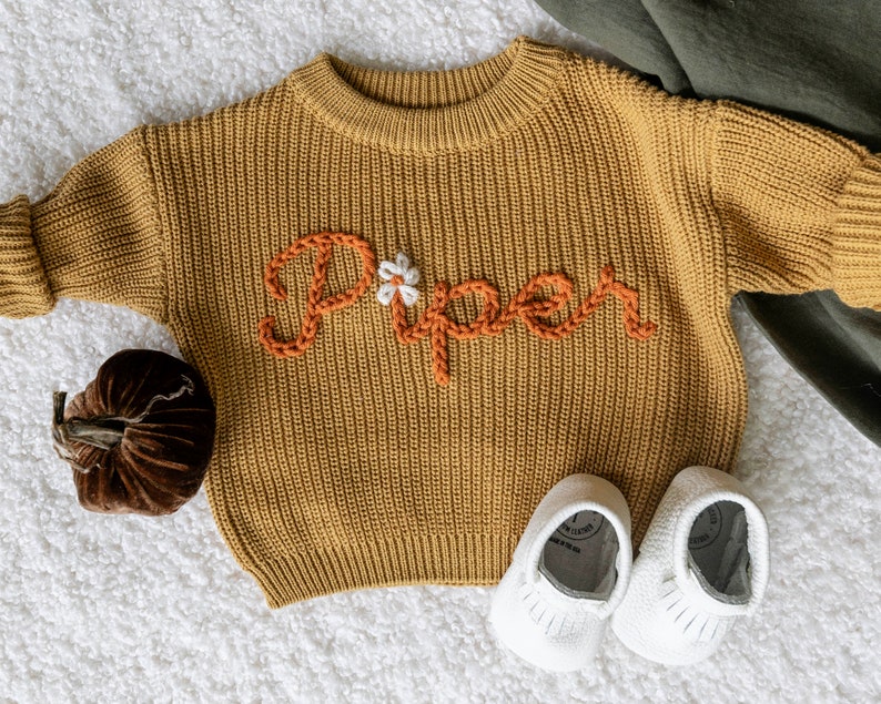 Personalized Hand Embroidered Baby and Toddler Sweaters Etsy
