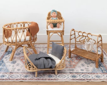 Rattan Doll High Chair | Everly High Chair  | High End Doll Furniture