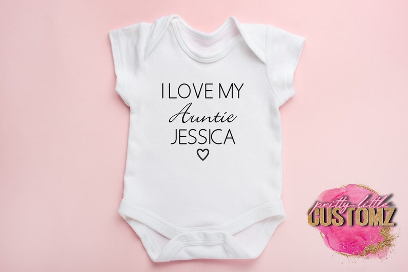 Personalised I Love My Auntie Babygrow, Auntie baby vest, auntie Personalised I Love My Auntie Babygrow, Auntie baby vest, auntie