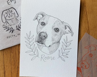 Pencil Portrait - 5x7” | Pet Memoral | Pet Lover Gifts | Pet Portrait Custom