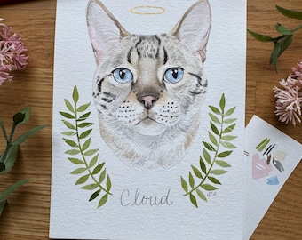 Watercolor Pet Portrait - 5x7” | Pet Portrait Custom | Pet Memorial | Pet Lover Gift