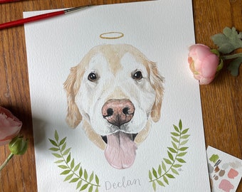 Watercolor Pet Portrait - 8x10” | Pet Portrait Custom | Pet Memorial | Pet Lover Gift