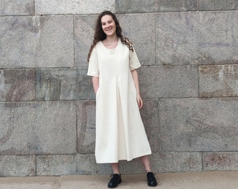 White oversized cotton dress for women, Japanese style loose dress