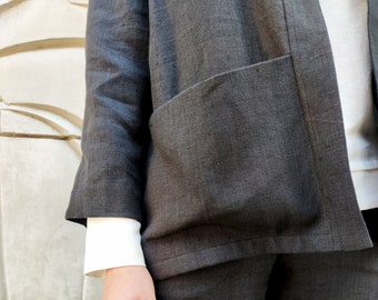 black linen jacket womens