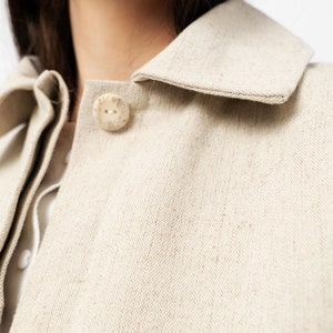 Natural linen and wool coat for winter, Women overcoat with wool warming, Minimalist style warm linen coat image 9