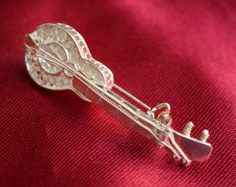 Handcrafted Silver Filigree - Guitar Pin Jewelry, Brooches