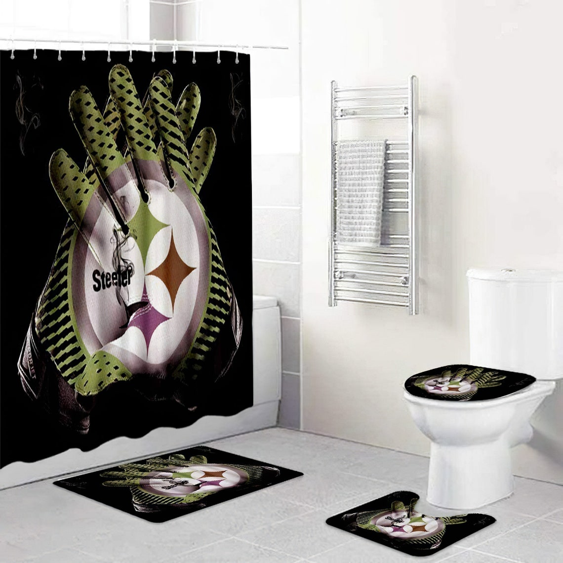 4PCS Pittsburgh Steelers NFL Bathroom Rugs Set Bathroom Etsy
