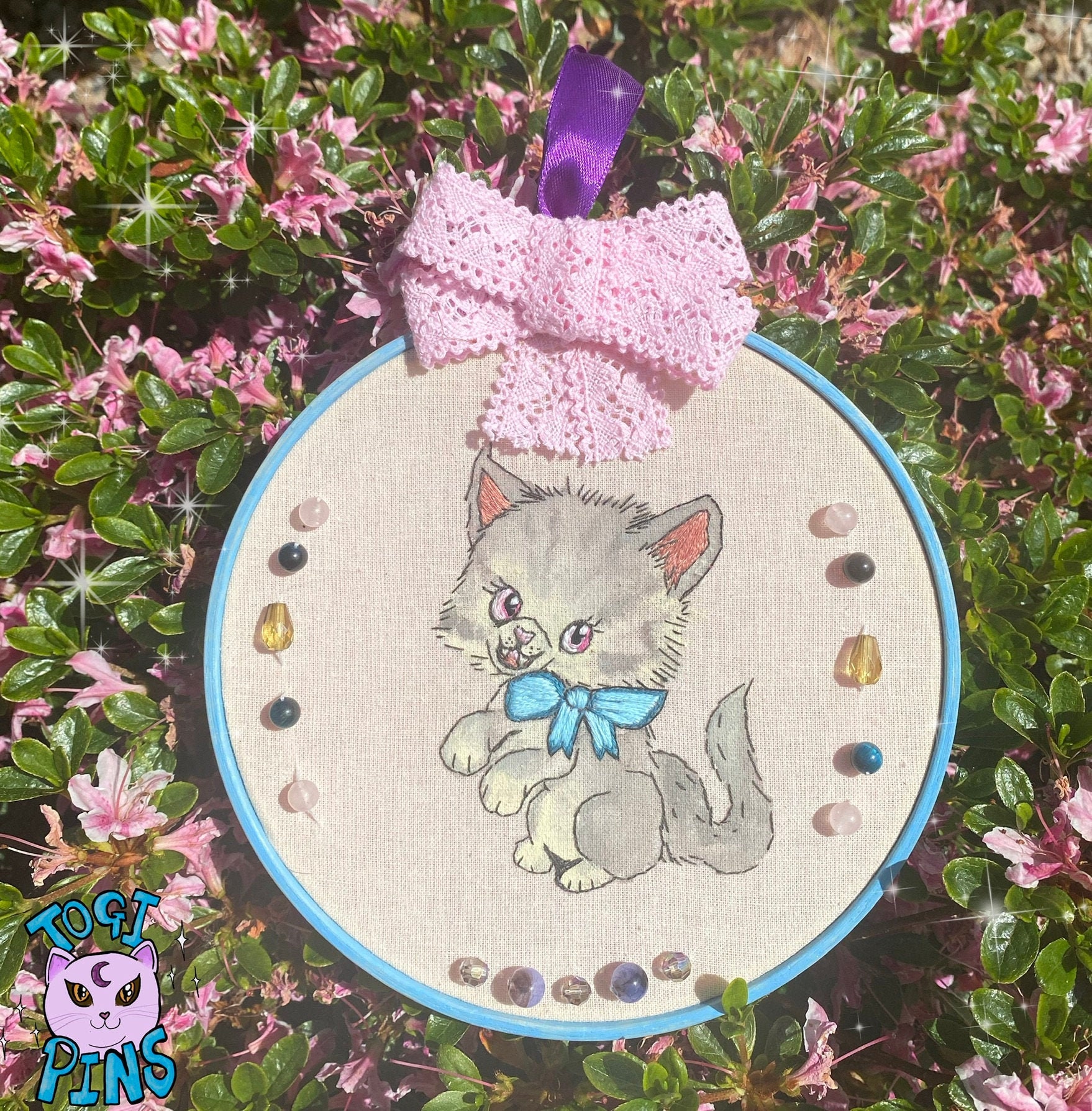 Kitty cat kitschy kitsch style jessecmault watercolour beaded  etsy