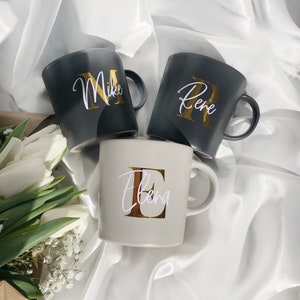 Caneca de grés personalizada | com iniciais e nome desejado | Xícara de café e chá