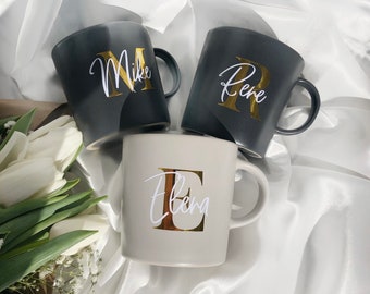 Personalisierte Tasse aus Steinzeug | mit Initialen und Wunschnamen | Kaffee- und Teetasse