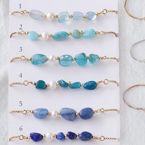 Quelque chose de bleu équipage demoiselle d'honneur pierres précieuses aigue-marine Bracelet plage bohème bracelet meilleur ami soeur amitié cadeau personnalisé pour la fête des mères