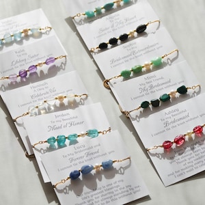 Cadeaux bohèmes personnalisés pour mariée et pierre de naissance Perle véritable, meilleure amie, demoiselle d'honneur, bracelet de pierres précieuses, cadeau d'amitié de demoiselle d'honneur pour maman