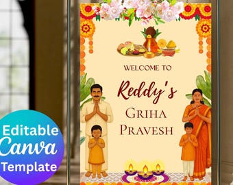 Indian Housewarming Welcome Sign, Griha Pravesha, Vastu (Digital Download)