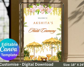 Haldi Wedding Welcome Sign : Indian Wedding Decor (Digital Download)