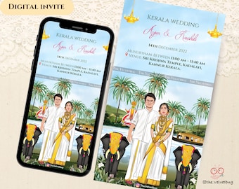 Custom South Indian Wedding Invitation Portrait (Digital Download)