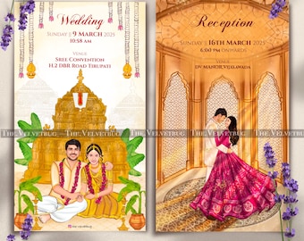 South Indian Wedding Invitation, Floral Fusion E-Cards (PDF+Video)