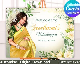 Seemantham Ceremony Welcome Signboard, Godh Bharai Entrance Signage (Digital Download)