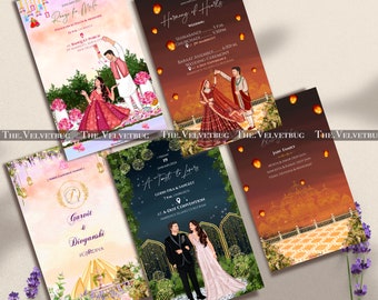Custom Indian Wedding Invitation, 5 Page Digital Invite (PDF)