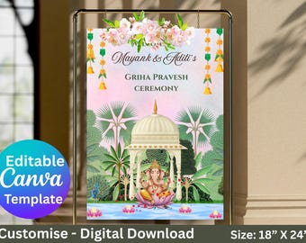 Indian Housewarming Welcome Signage, Griha Pravesh Ceremony (Digital Download)
